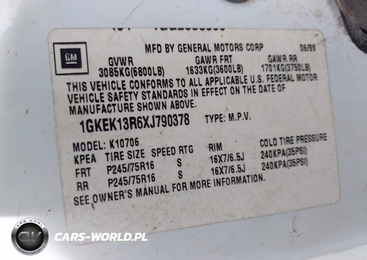 1999 GMC Yukon Sle VIN:1GKEK13R6XJ790378 - 9