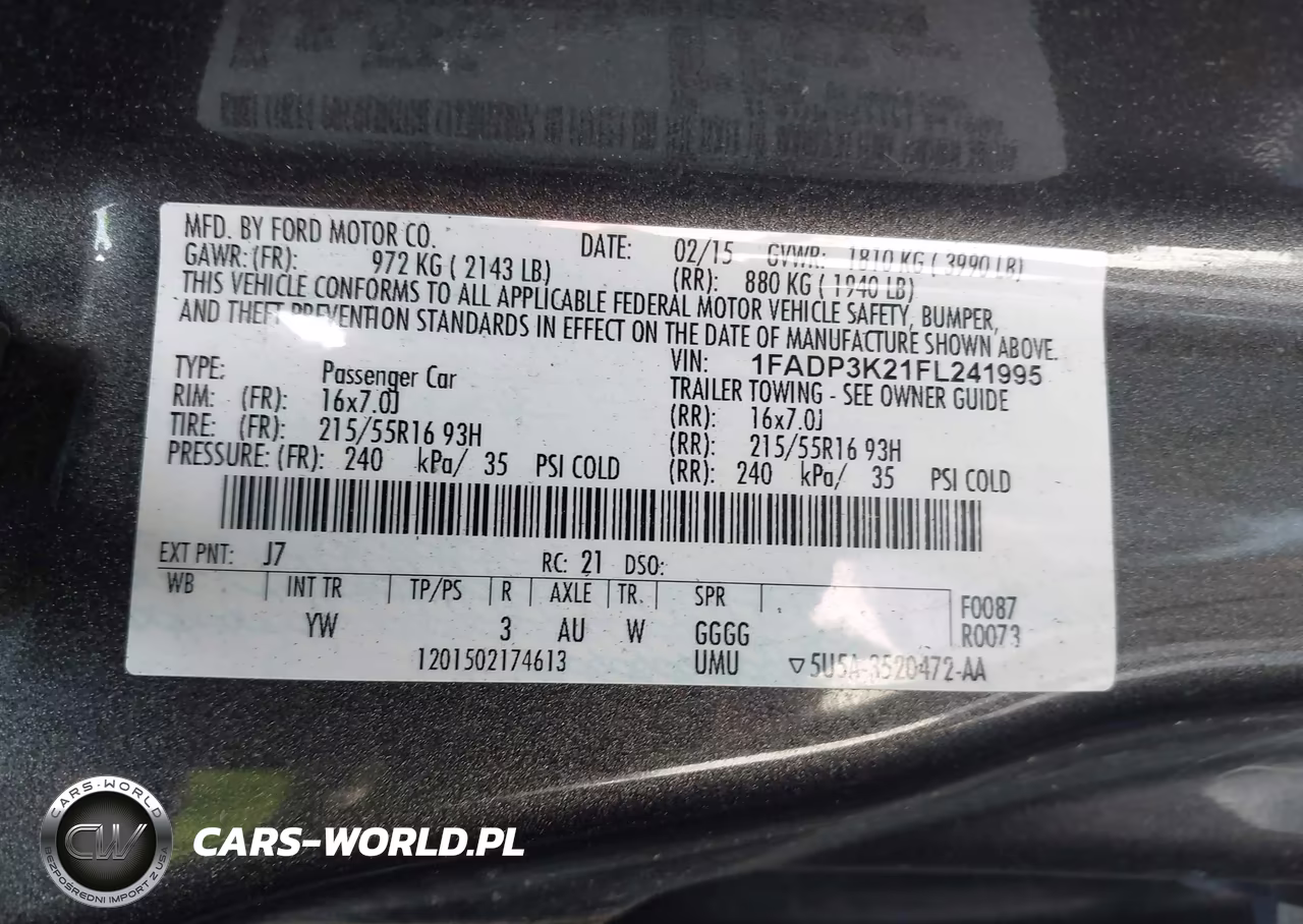 2015 Ford Focus Se VIN:1FADP3K21FL241995 - 9