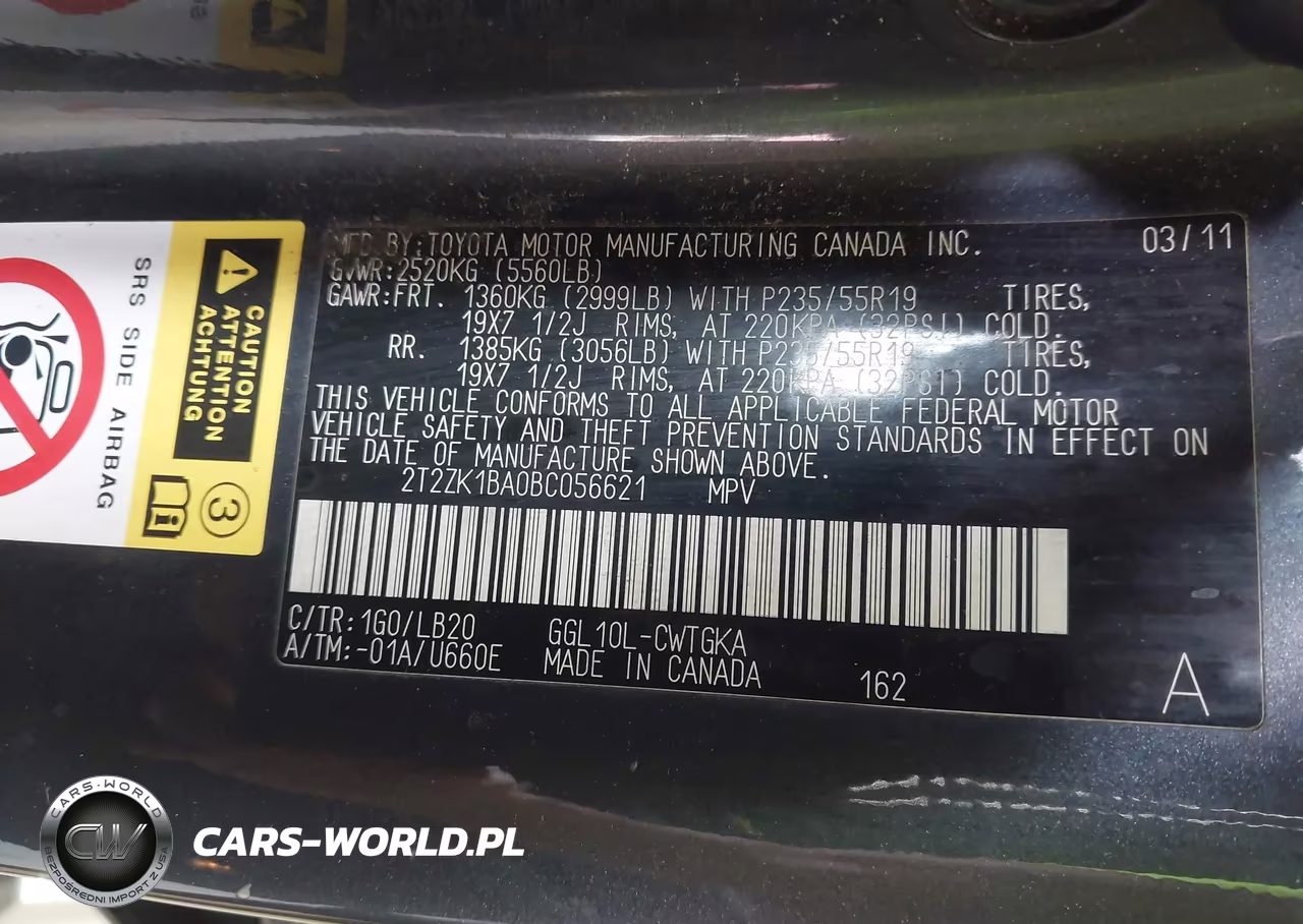 2011 Lexus Rx 350 VIN:2T2ZK1BA0BC056621 - 9
