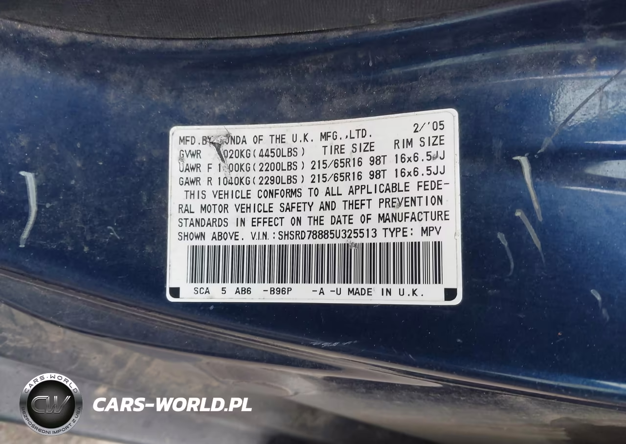 2005 Honda Cr-V Ex VIN:SHSRD78885U325513 - 9