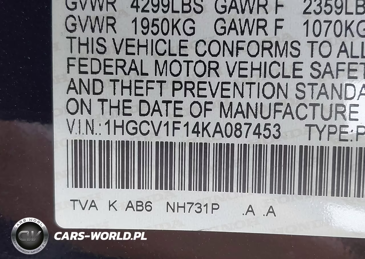 2019 Honda Accord Lx VIN:1HGCV1F14KA087453 - 9