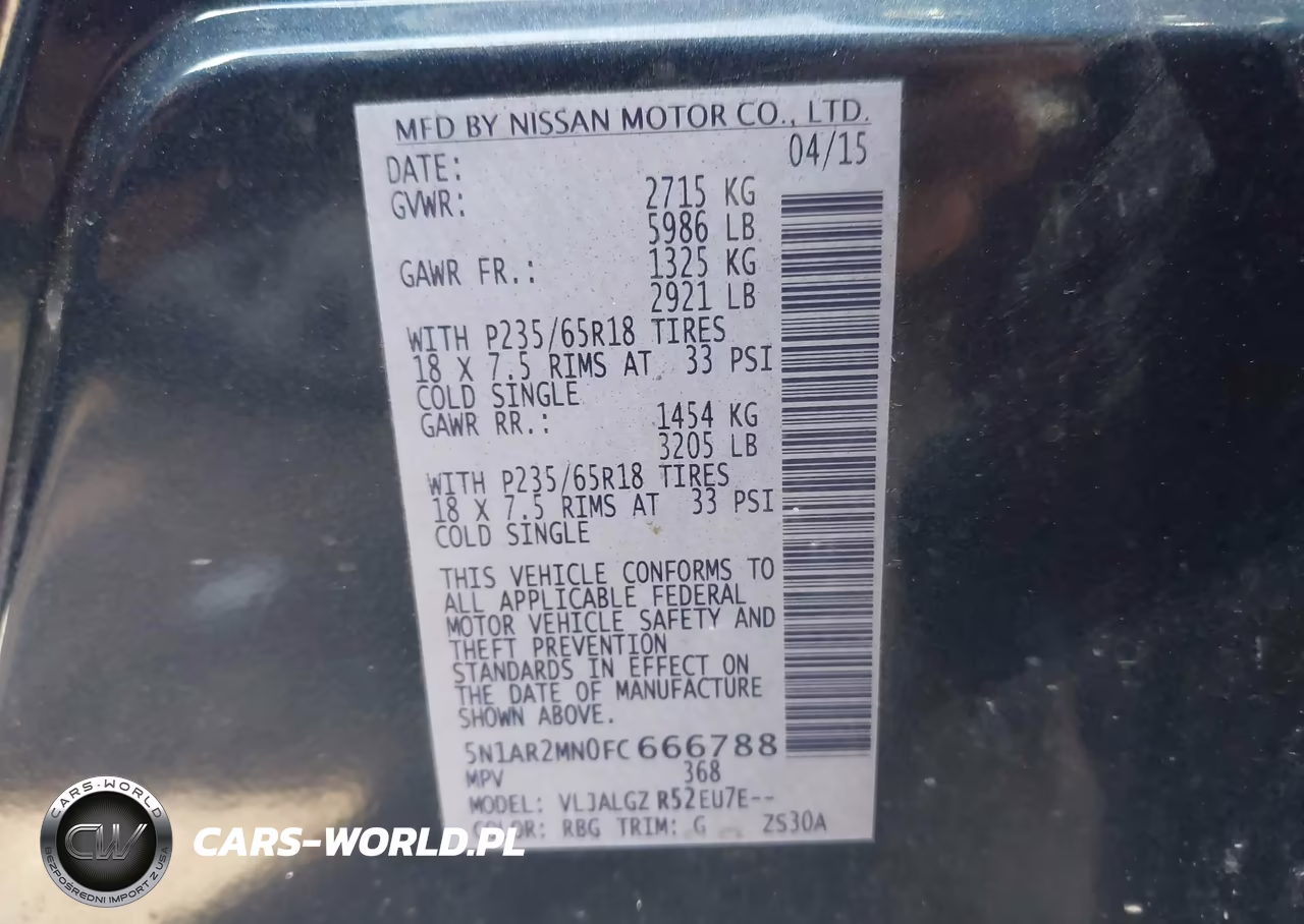 2015 Nissan Pathfinder Sl VIN:5N1AR2MN0FC666788 - 9