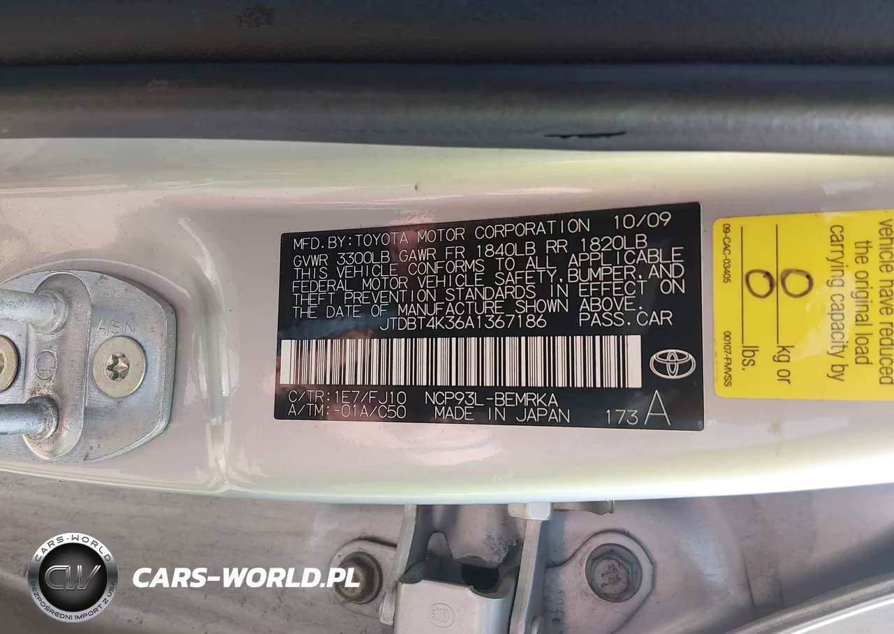 2010 Toyota Yaris VIN:JTDBT4K36A1367186 - 9