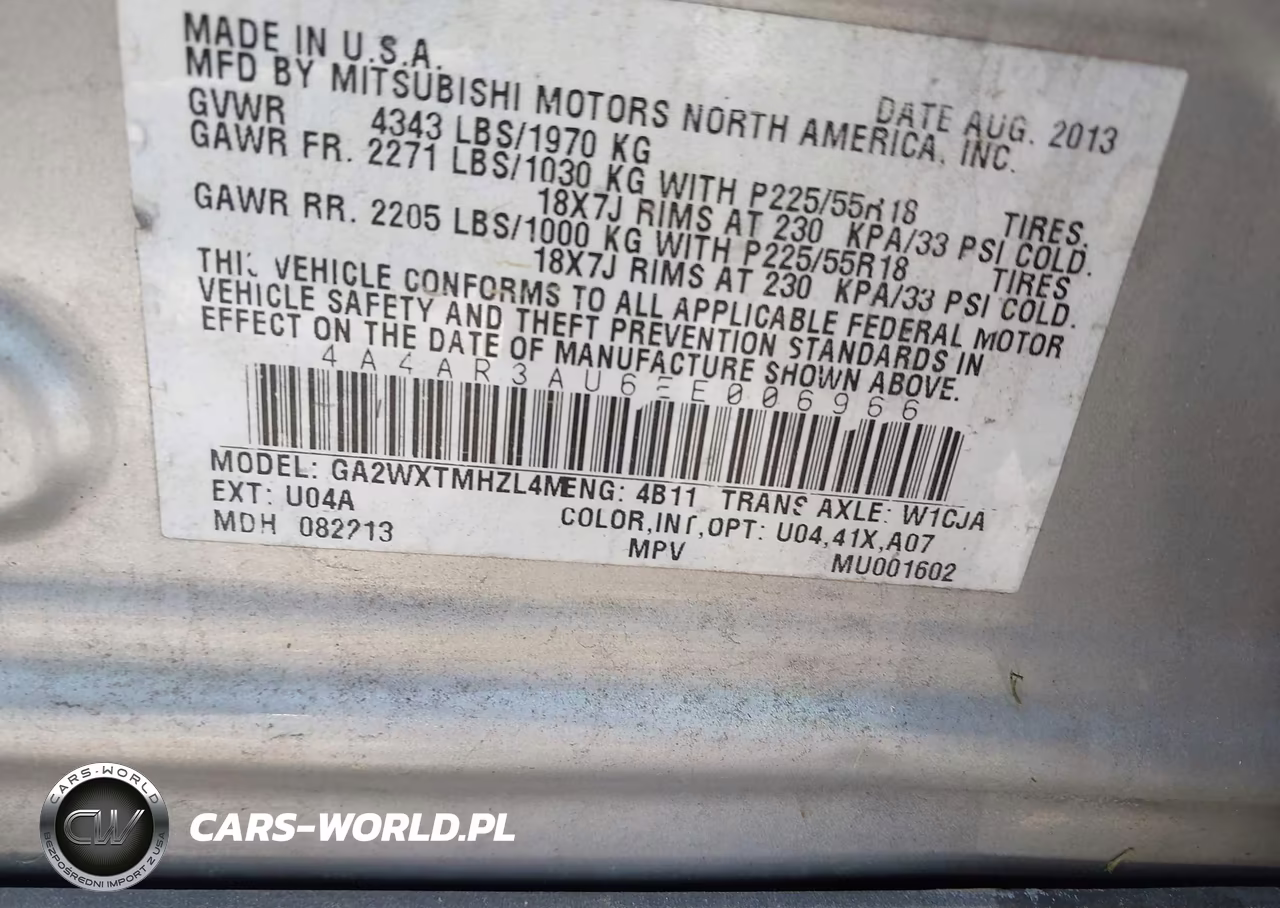 2014 Mitsubishi Outlander Sport Es VIN:4A4AR3AU6EE006966 - 9