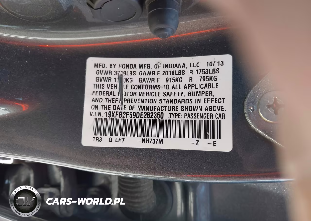 2013 Honda Civic Lx VIN:19XFB2F59DE282350 - 9