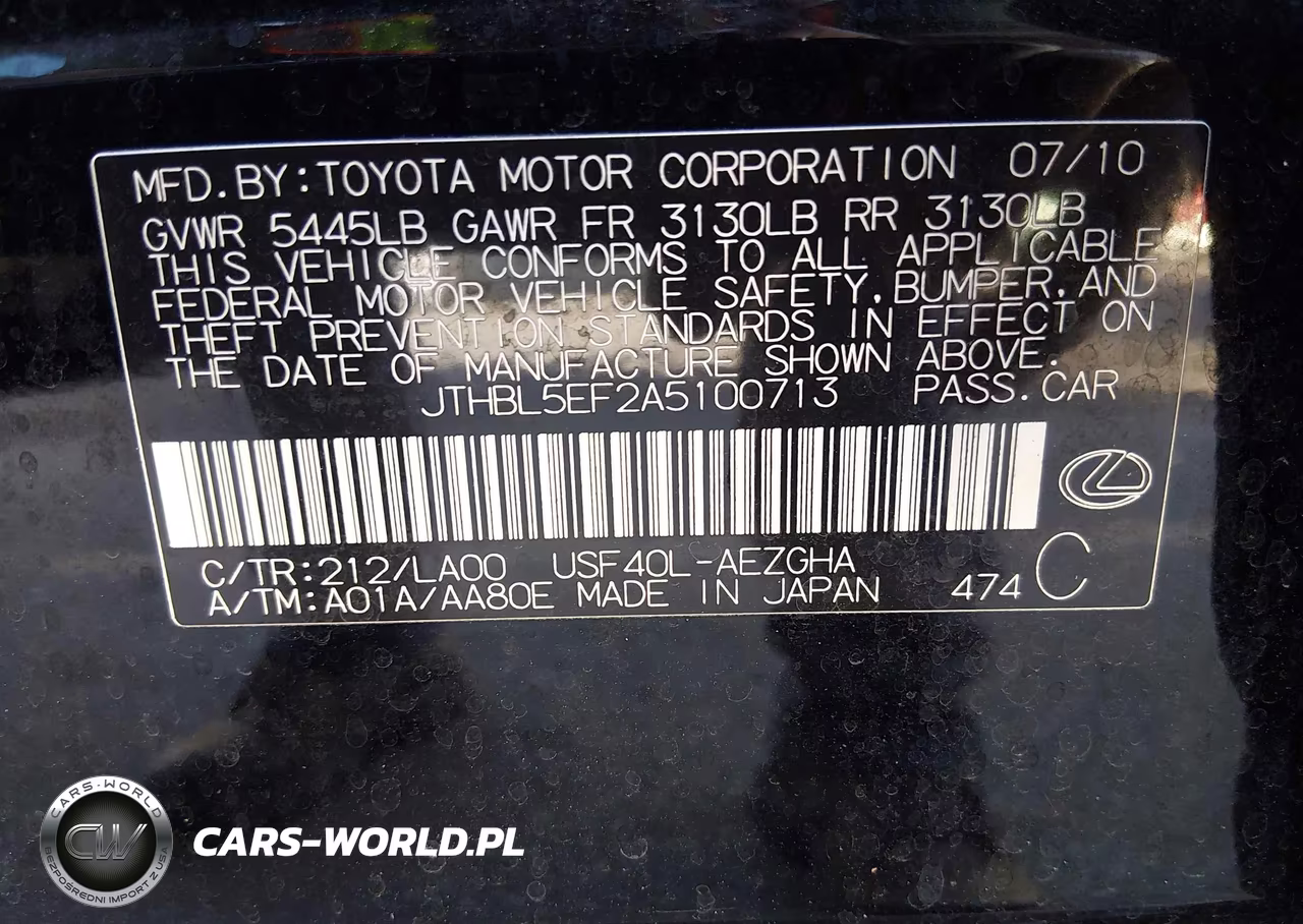 2010 Lexus Ls 460 VIN:JTHBL5EF2A5100713 - 9
