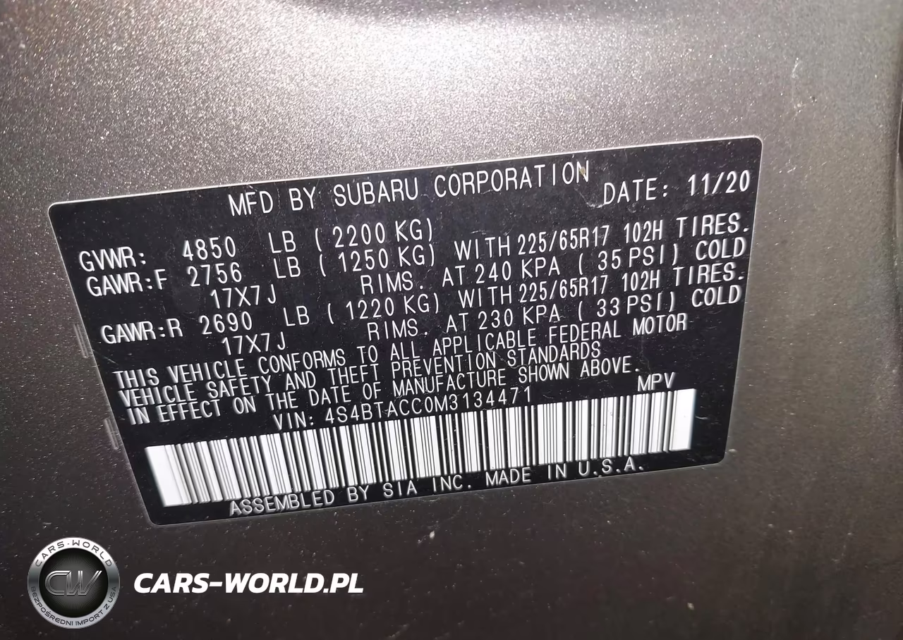 2021 Subaru Outback Premium VIN:4S4BTACC0M3134471 - 9