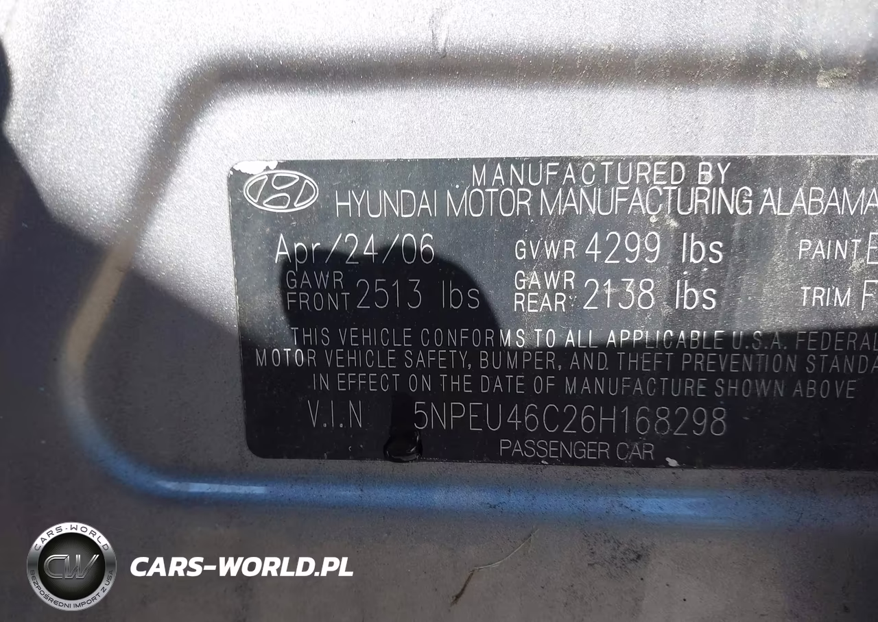 2006 Hyundai Sonata Gls VIN:5NPEU46C26H168298 - 9