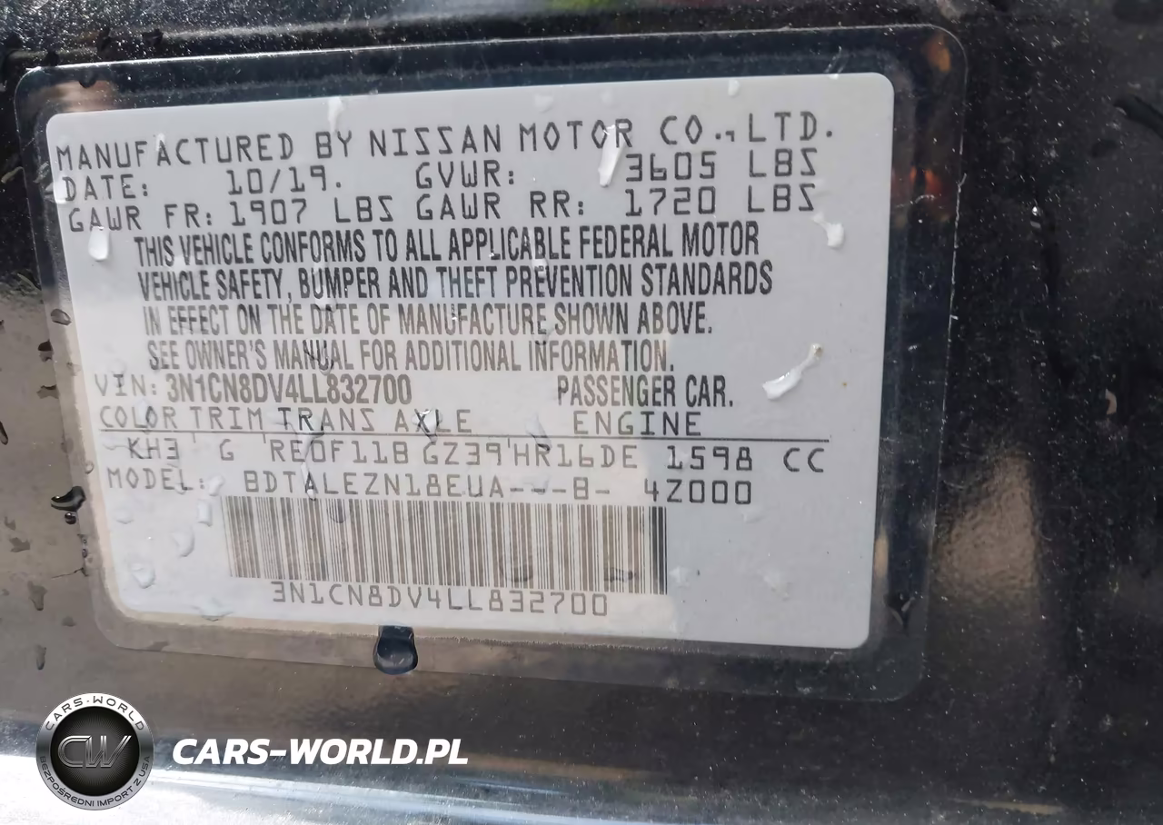 2020 Nissan Versa S Xtronic Cvt VIN:3N1CN8DV4LL832700 - 9