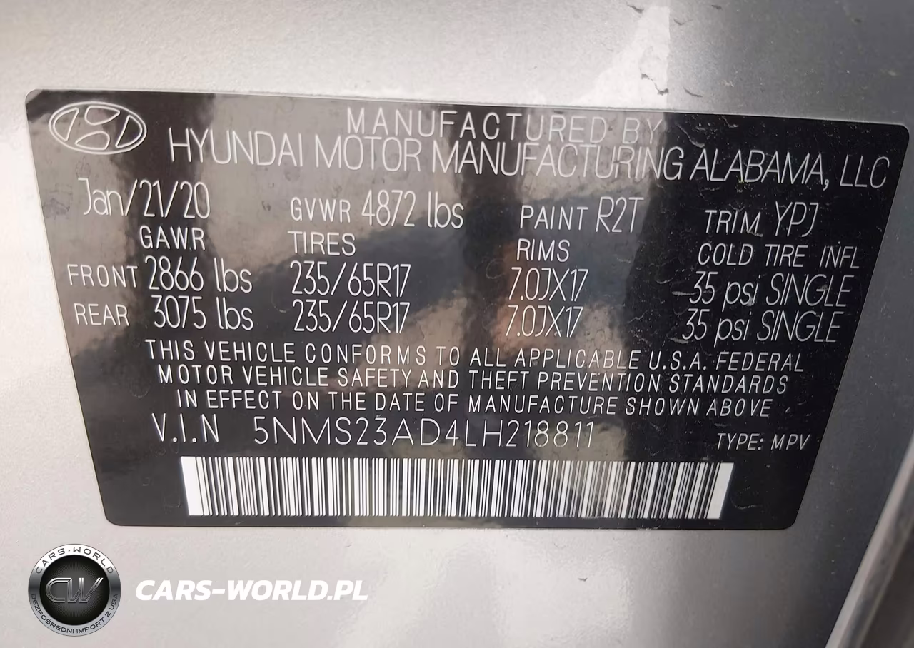 2020 Hyundai Santa Fe Se VIN:5NMS23AD4LH218811 - 9