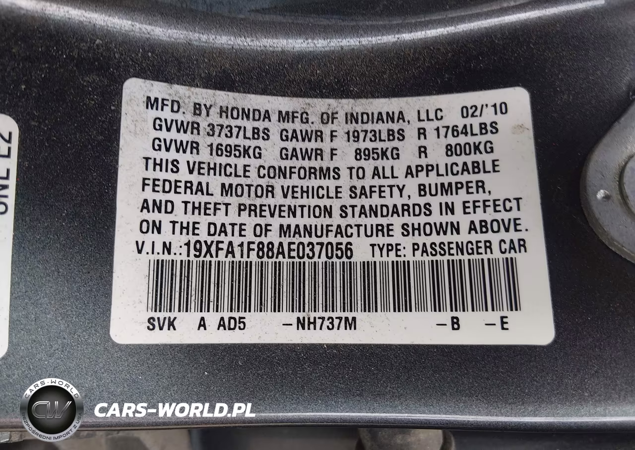 2010 Honda Civic Ex VIN:19XFA1F88AE037056 - 9