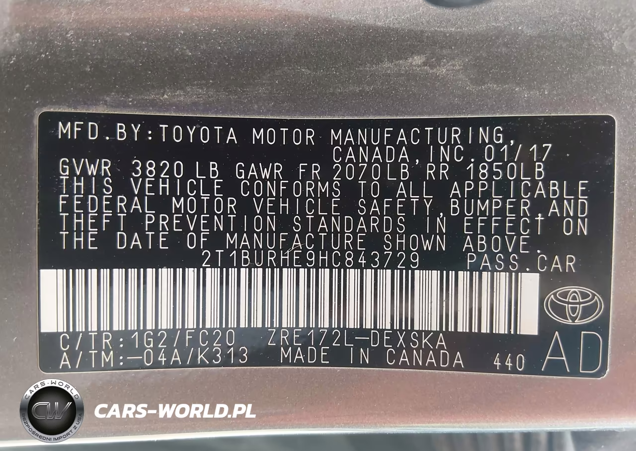 2017 Toyota Corolla Se VIN:2T1BURHE9HC843729 - 9