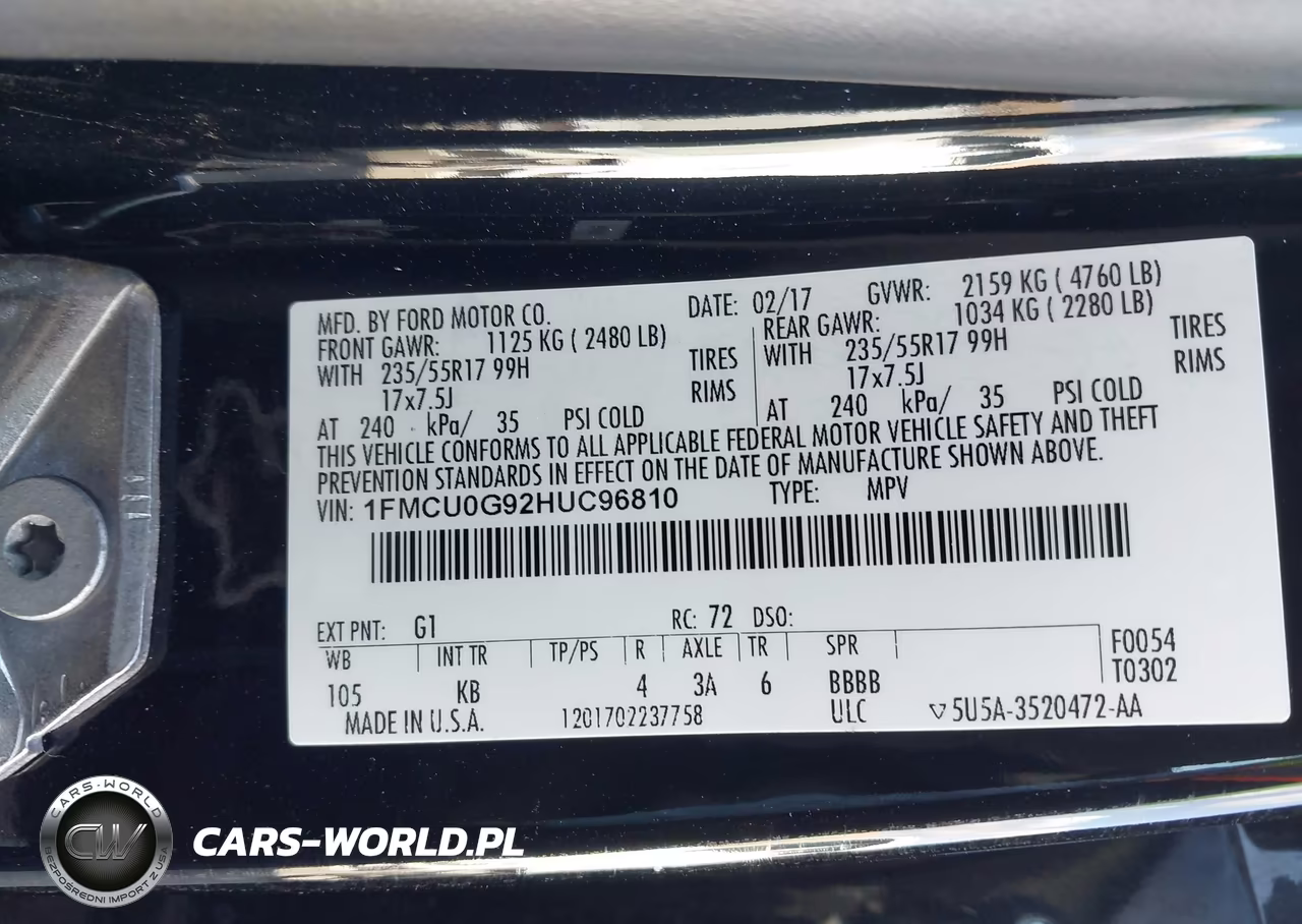 2017 Ford Escape Se VIN:1FMCU0G92HUC96810 - 9
