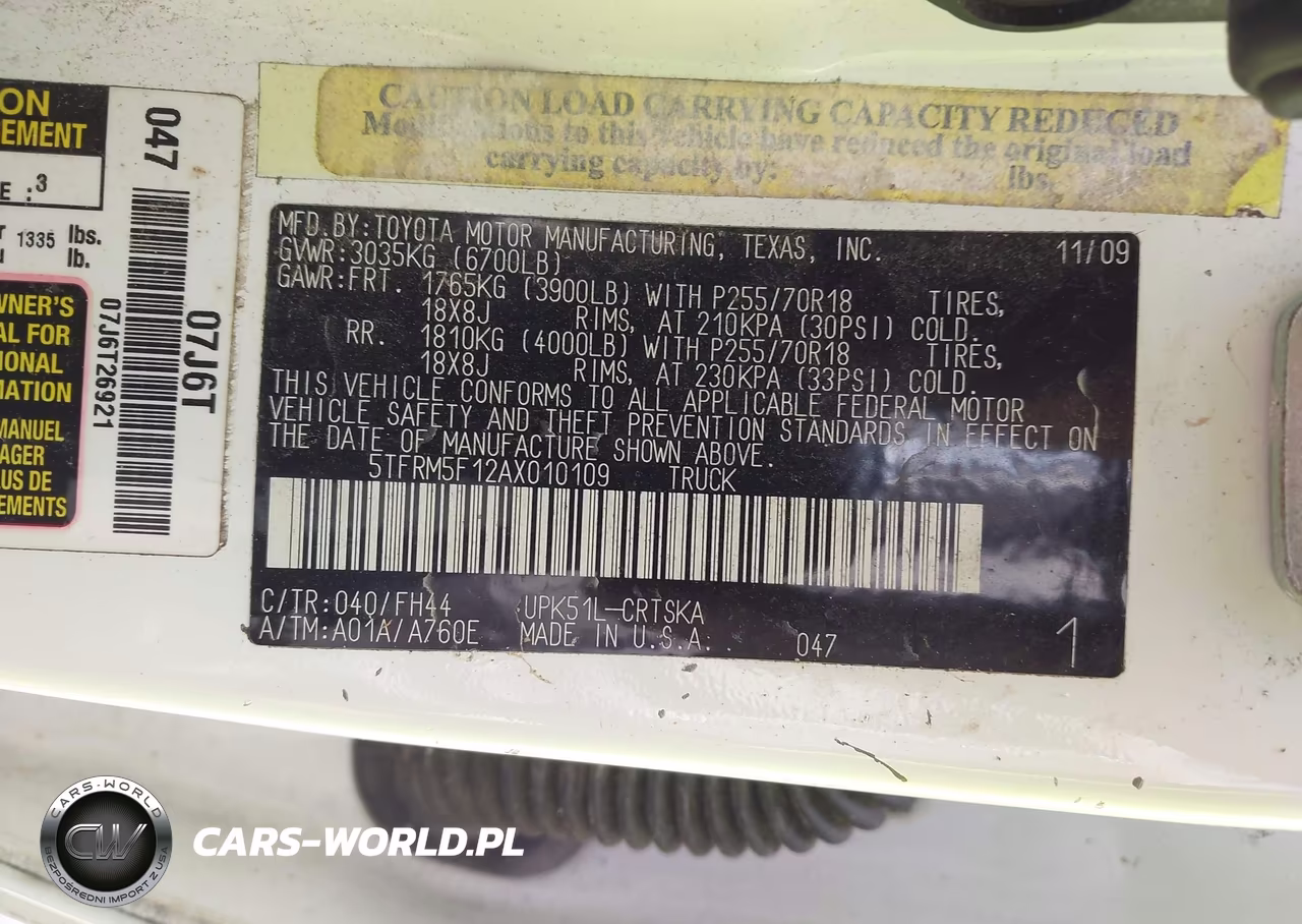2010 Toyota Tundra Grade 4.6L V8 VIN:5TFRM5F12AX010109 - 9