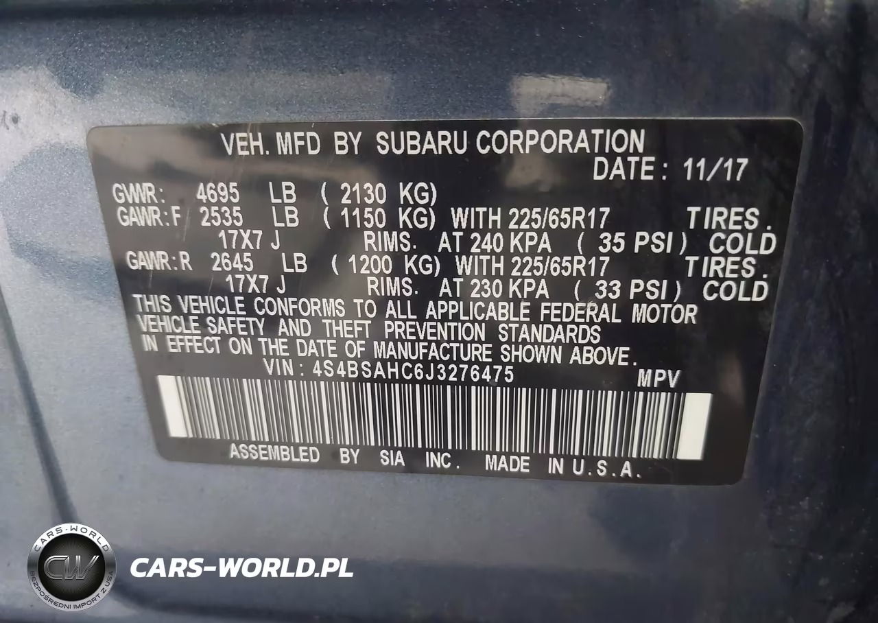 2018 Subaru Outback 2.5I Premium VIN:4S4BSAHC6J3276475 - 9