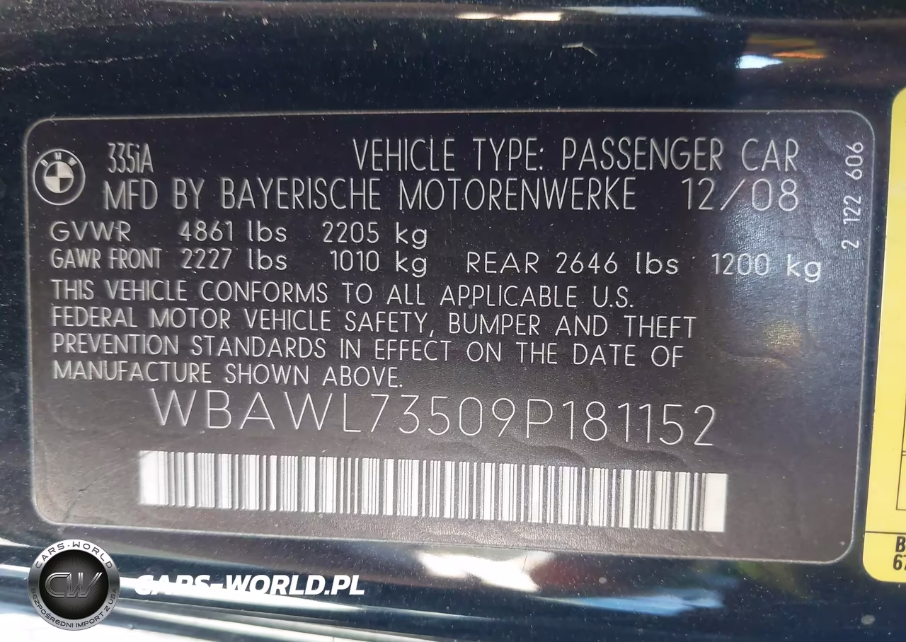 2009 BMW 335I VIN:WBAWL73509P181152 - 9