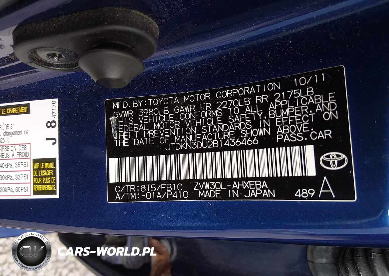 2011 Toyota Prius Two VIN:JTDKN3DU2B1436466 - 9