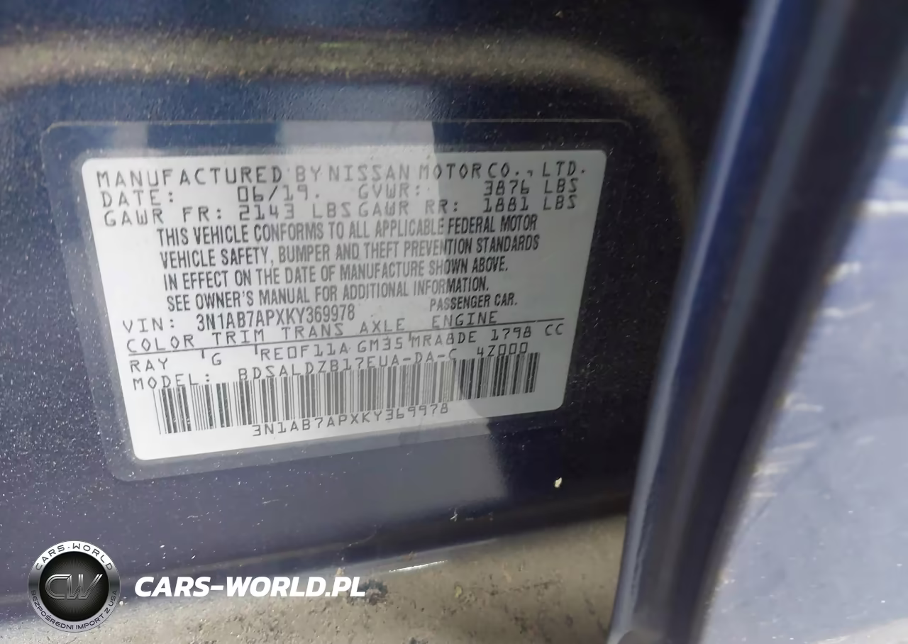 2019 Nissan Sentra Sv VIN:3N1AB7APXKY369978 - 9