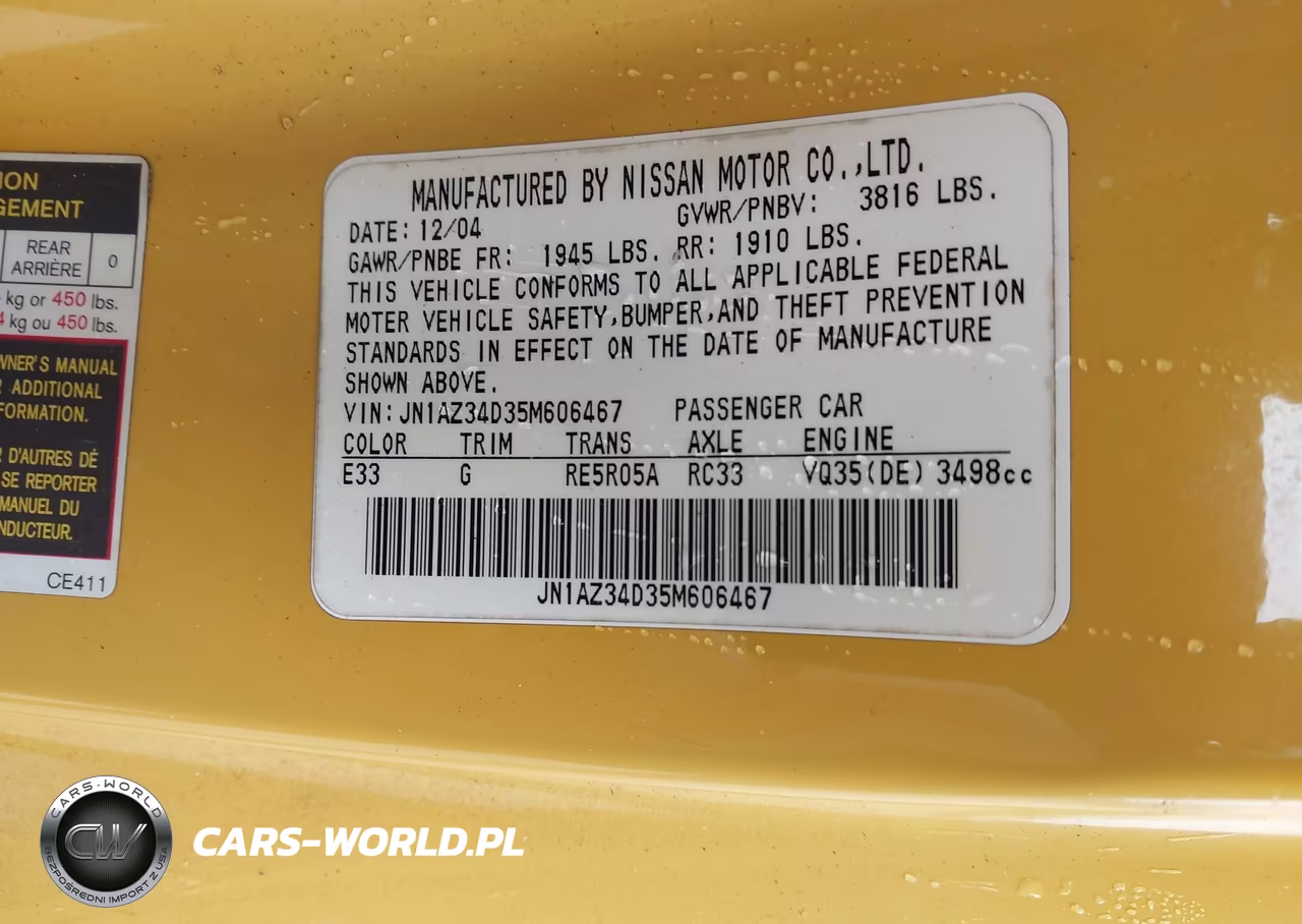 2005 Nissan 350Z Anniversary Edition VIN:JN1AZ34D35M606467 - 9