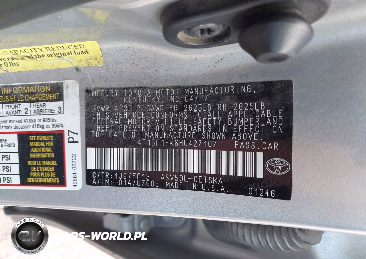 2017 Toyota Camry Se VIN:4T1BF1FK6HU427107 - 9