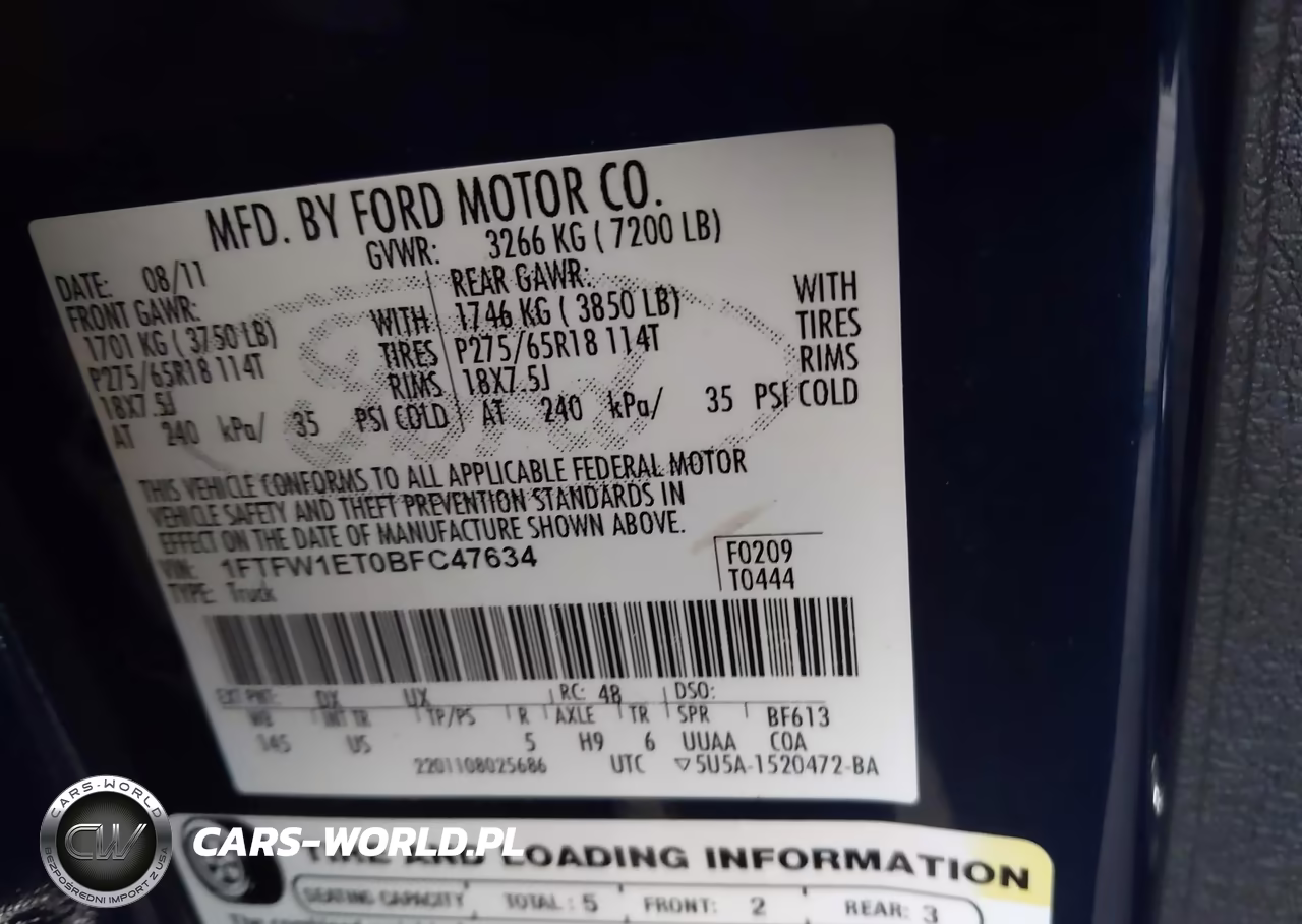 2011 Ford F-150 Xlt VIN:1FTFW1ET0BFC47634 - 9