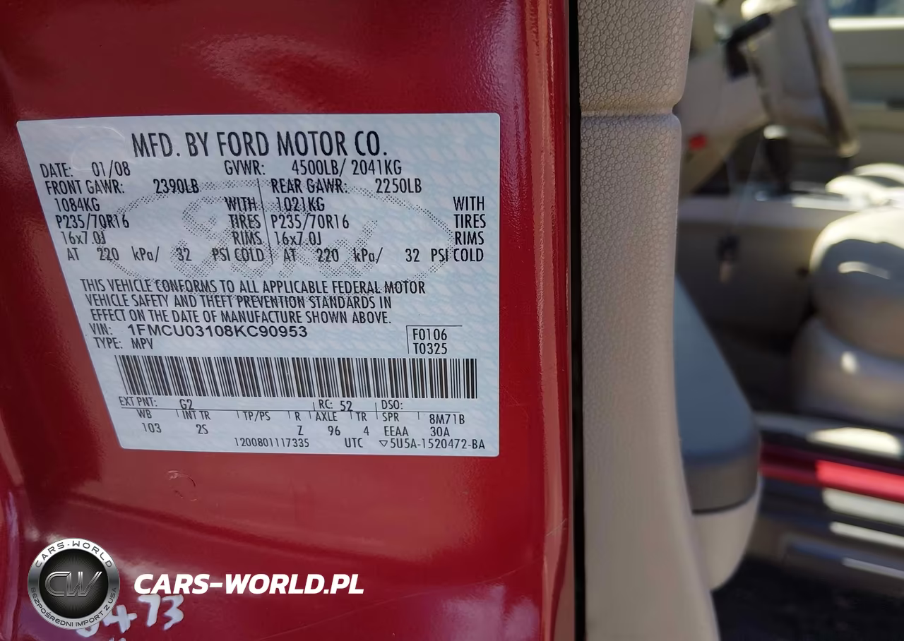 2008 Ford Escape Xlt VIN:1FMCU03108KC90953 - 9
