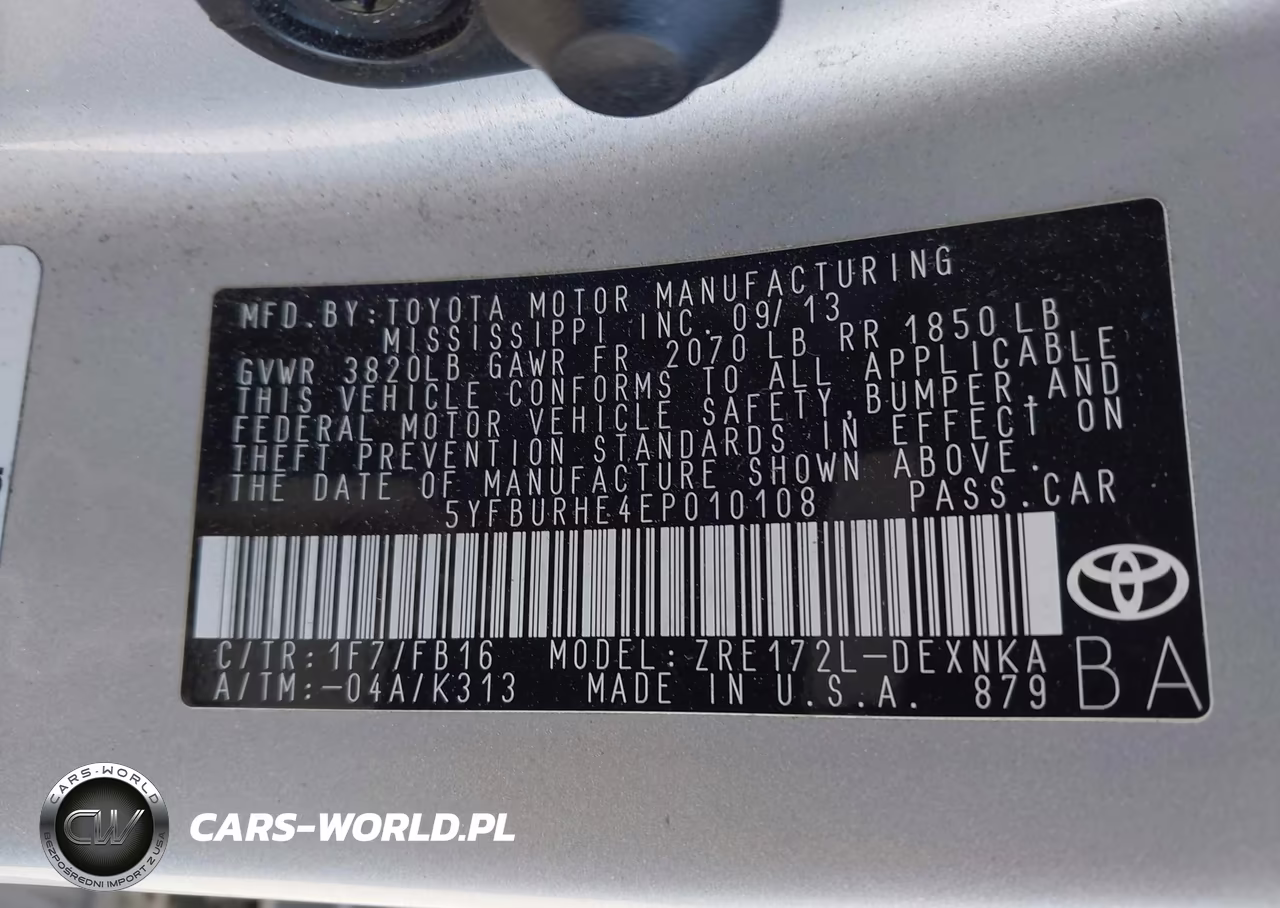 2014 Toyota Corolla Le Plus VIN:5YFBURHE4EP010108 - 9