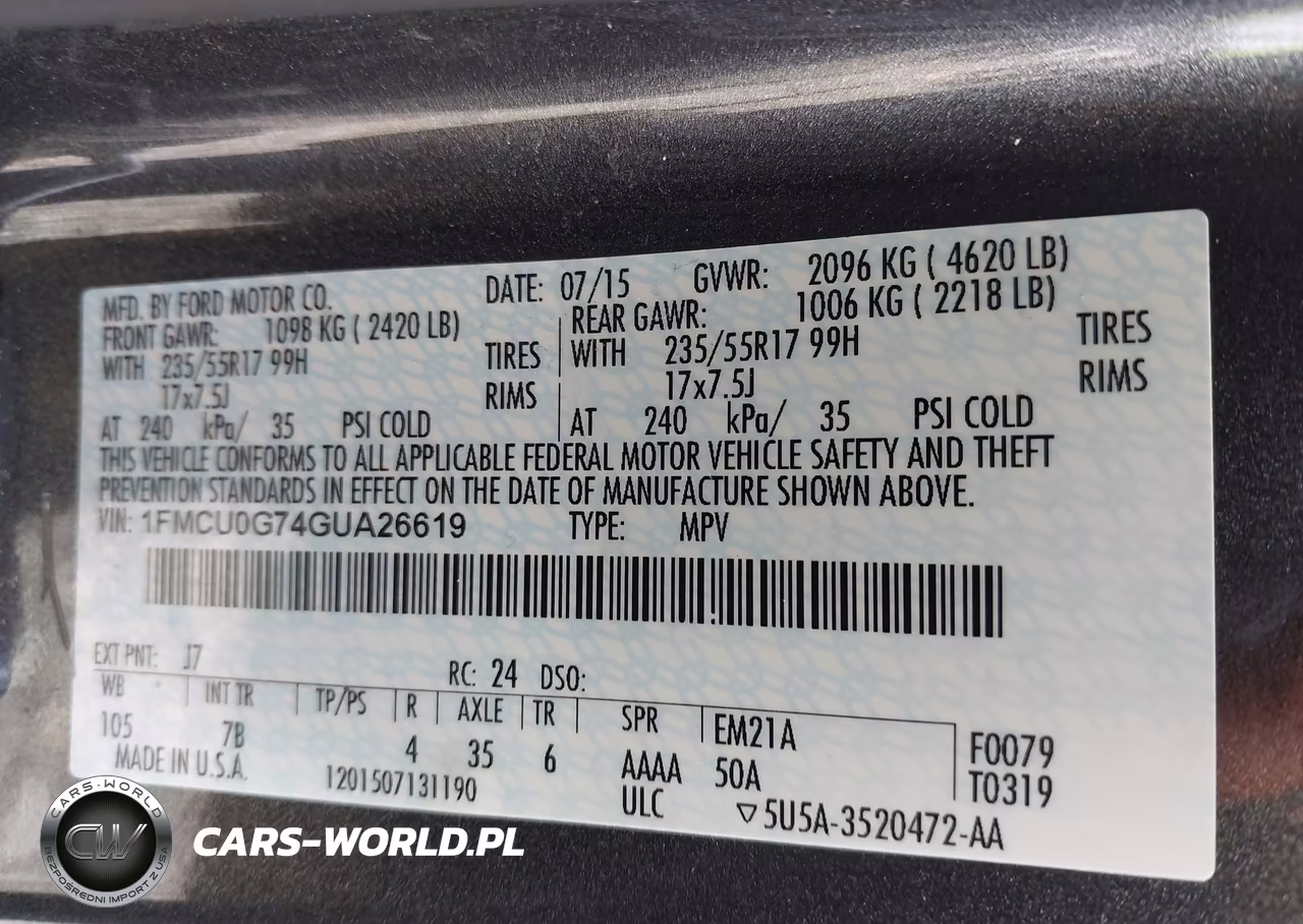 2016 Ford Escape Se VIN:1FMCU0G74GUA26619 - 9