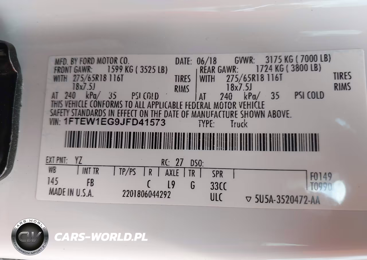 2018 Ford F-150 Xlt VIN:1FTEW1EG9JFD41573 - 9