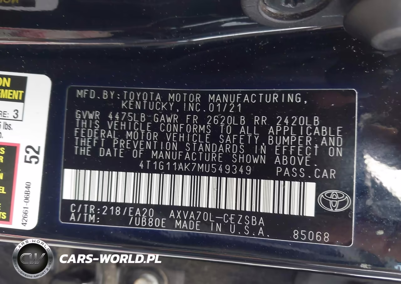 2021 Toyota Camry Se VIN:4T1G11AK7MU549349 - 9