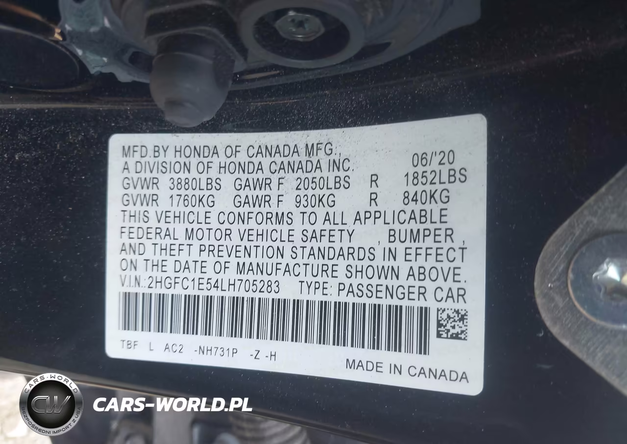 2020 Honda Civic Si Sedan VIN:2HGFC1E54LH705283 - 9