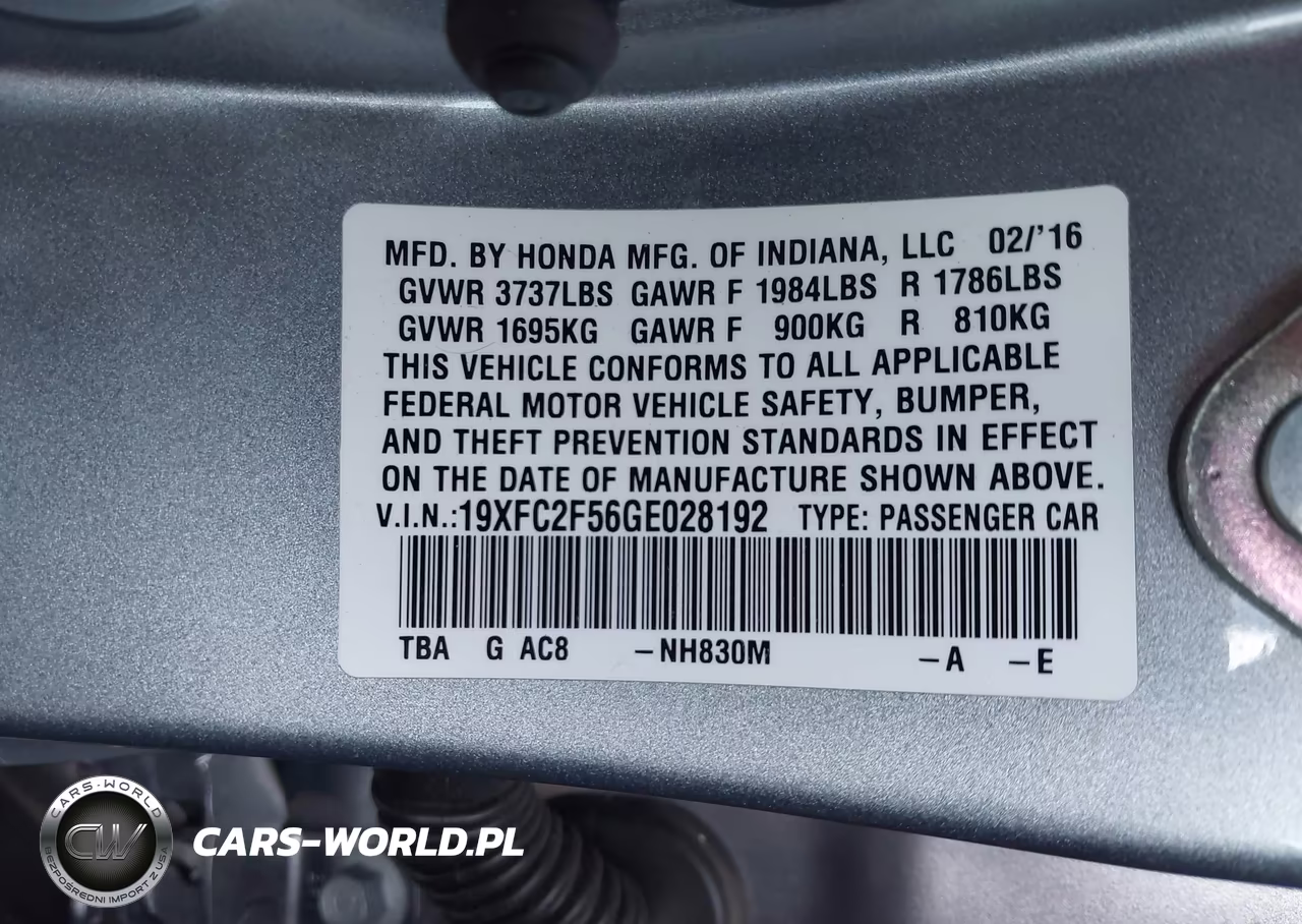 2016 Honda Civic Lx VIN:19XFC2F56GE028192 - 9