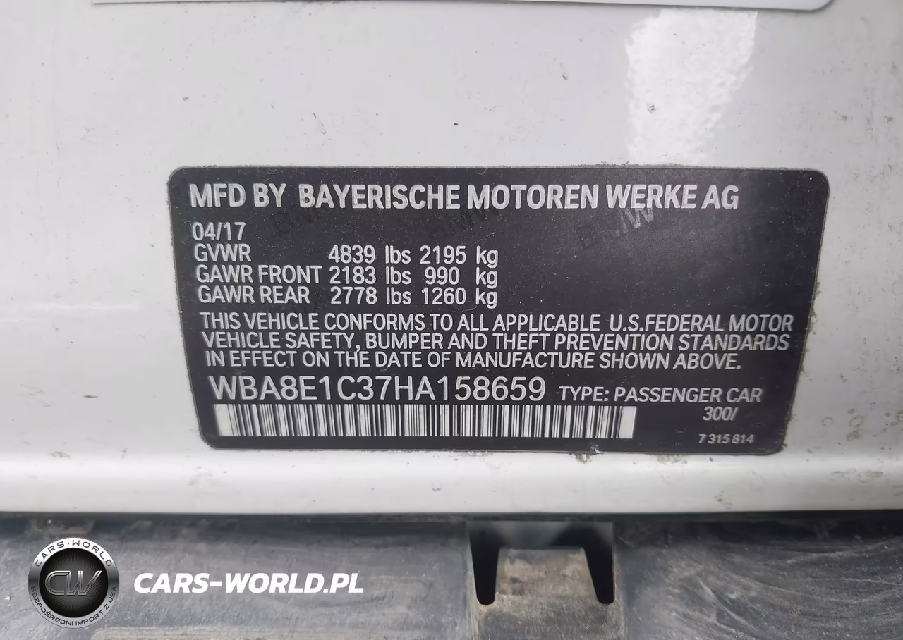 2017 BMW 330E Iperformance VIN:WBA8E1C37HA158659 - 9