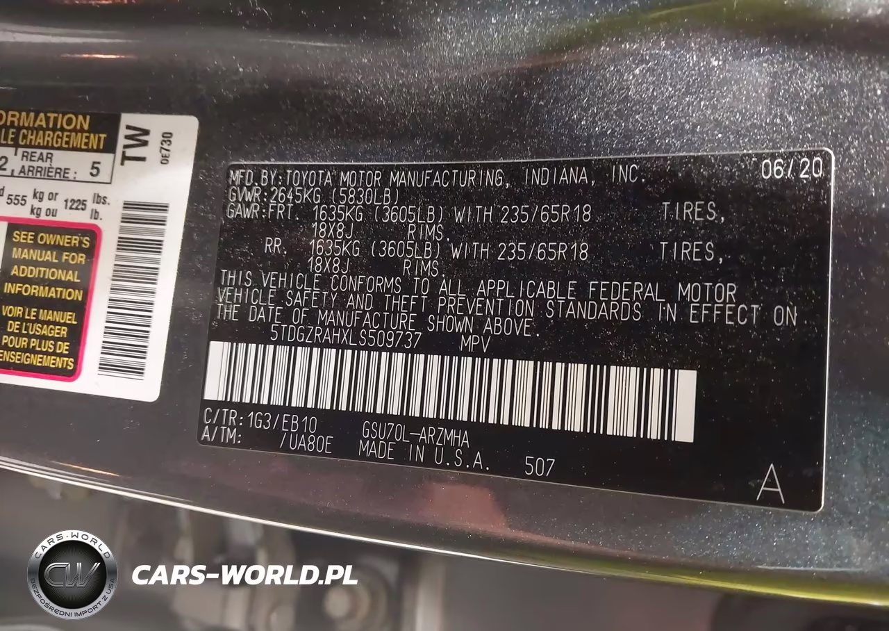 2020 Toyota Highlander Xle VIN:5TDGZRAHXLS509737 - 9
