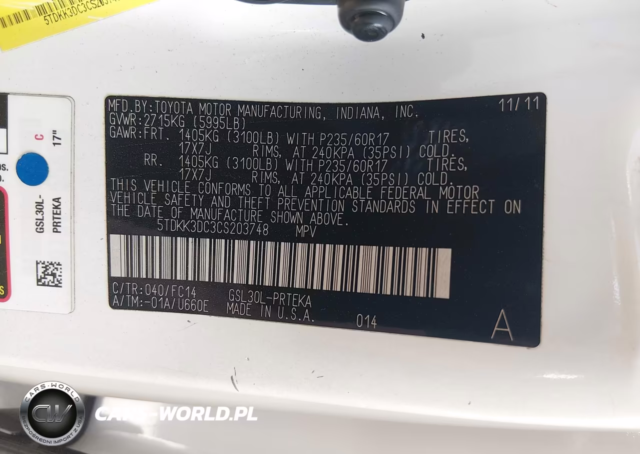 2012 Toyota Sienna Le V6 8 Passenger VIN:5TDKK3DC3CS203748 - 9
