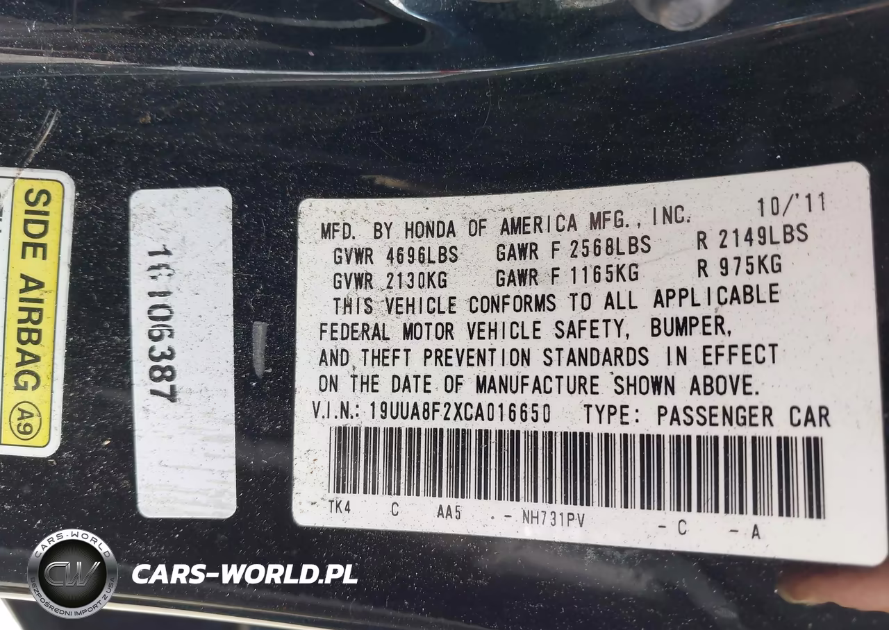 2012 Acura Tl 3.5 VIN:19UUA8F2XCA016650 - 9