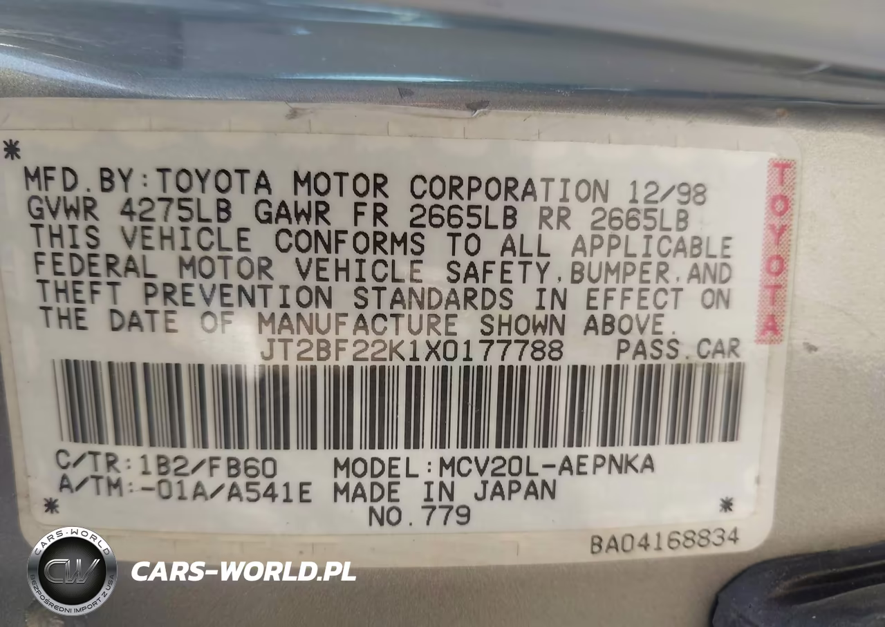 1999 Toyota Camry Le V6 VIN:JT2BF22K1X0177788 - 9