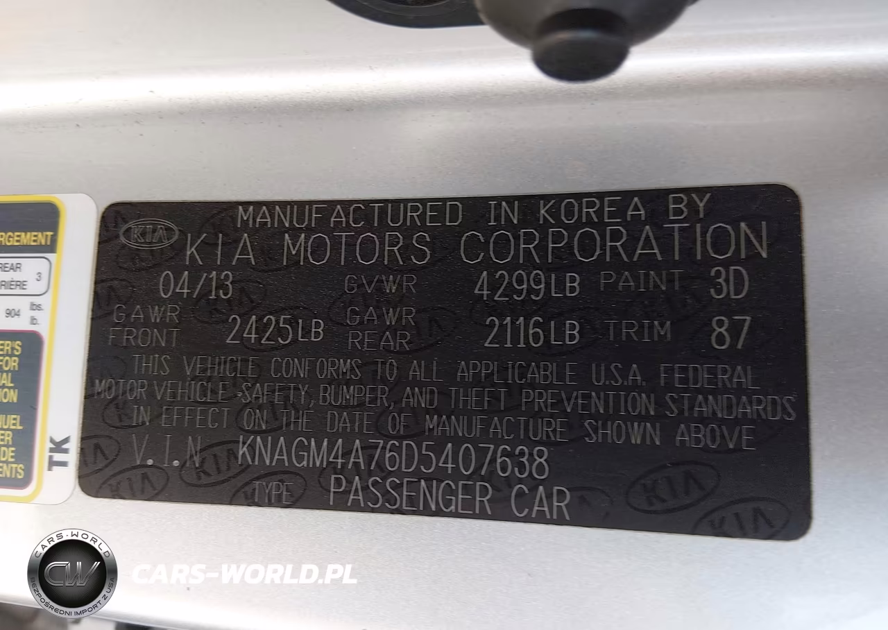 2013 Kia Optima Lx VIN:KNAGM4A76D5407638 - 9