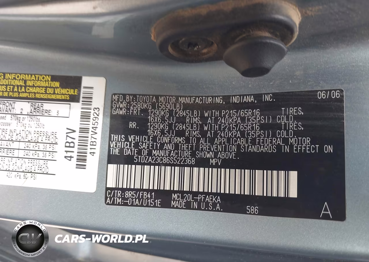 2006 Toyota Sienna Ce VIN:5TDZA23C86S522368 - 9