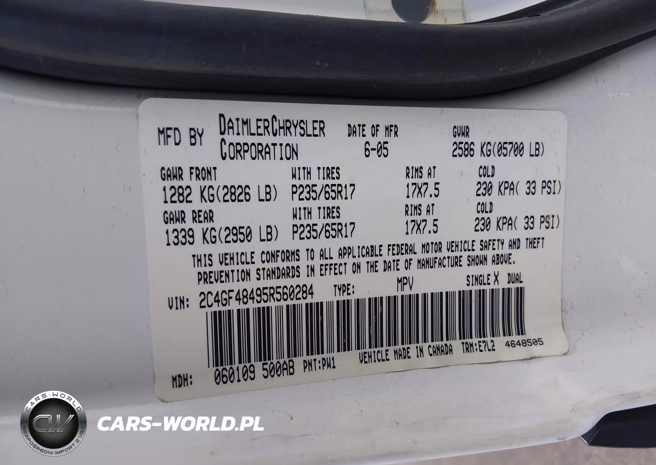 2005 Chrysler Pacifica VIN:2C4GF48495R560284 - 9