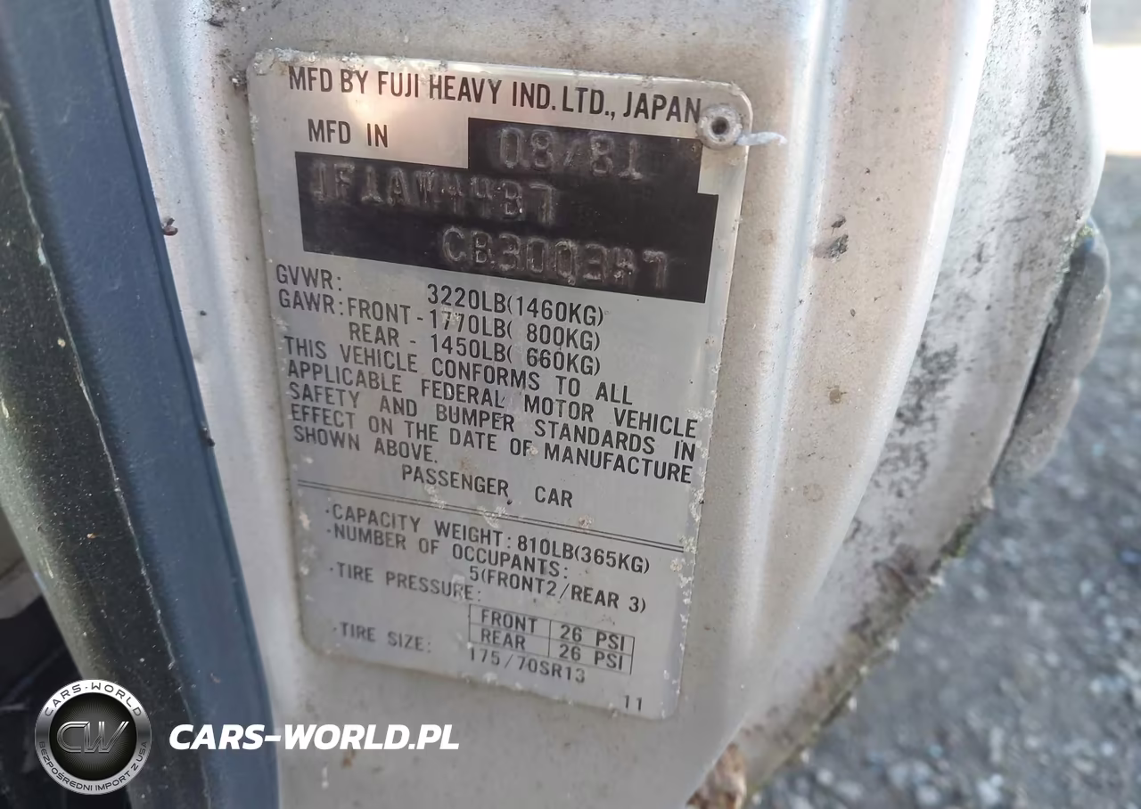 1982 Subaru Glf VIN:JF1AW44B7CB300347 - 9
