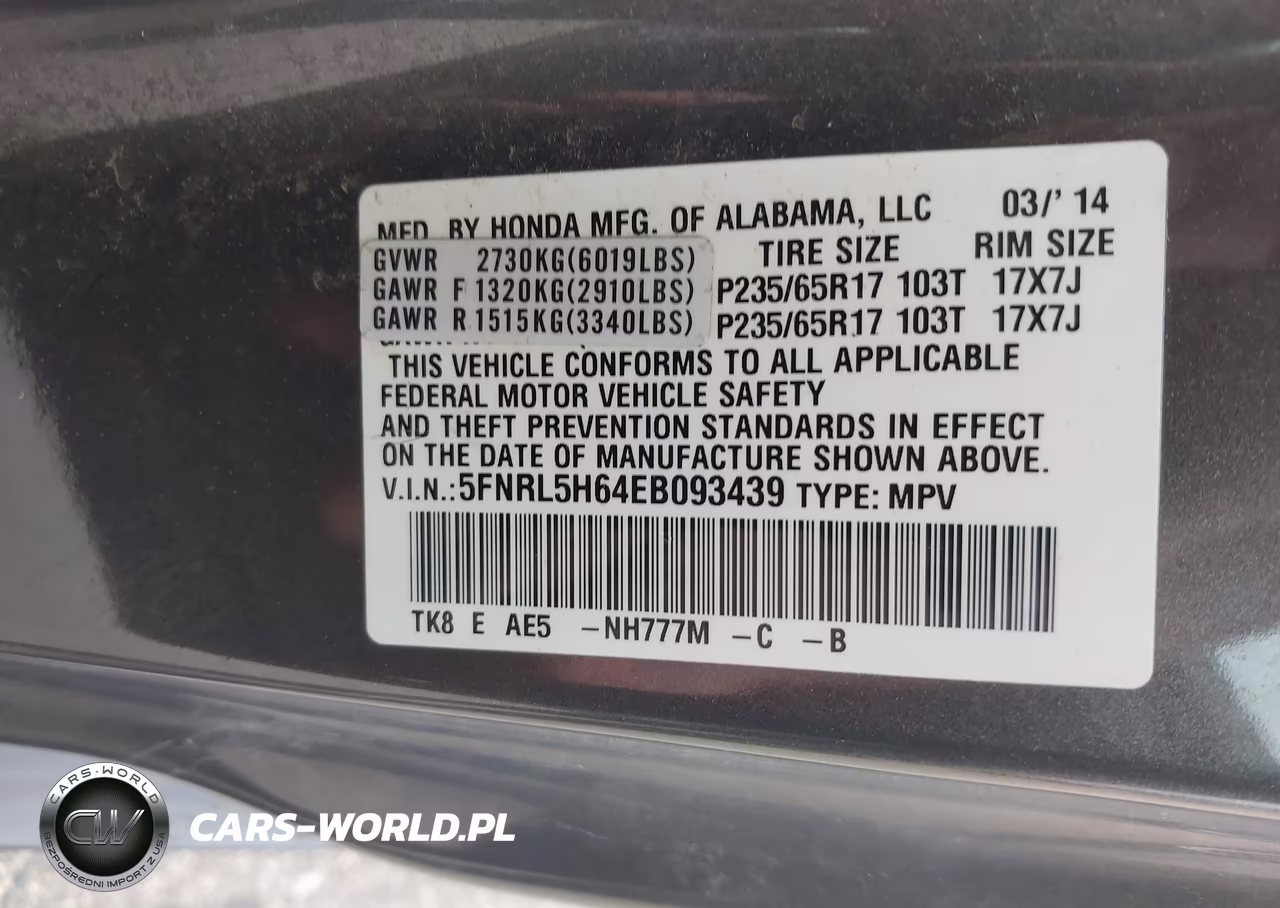 2014 Honda Odyssey Ex-L VIN:5FNRL5H64EB093439 - 6