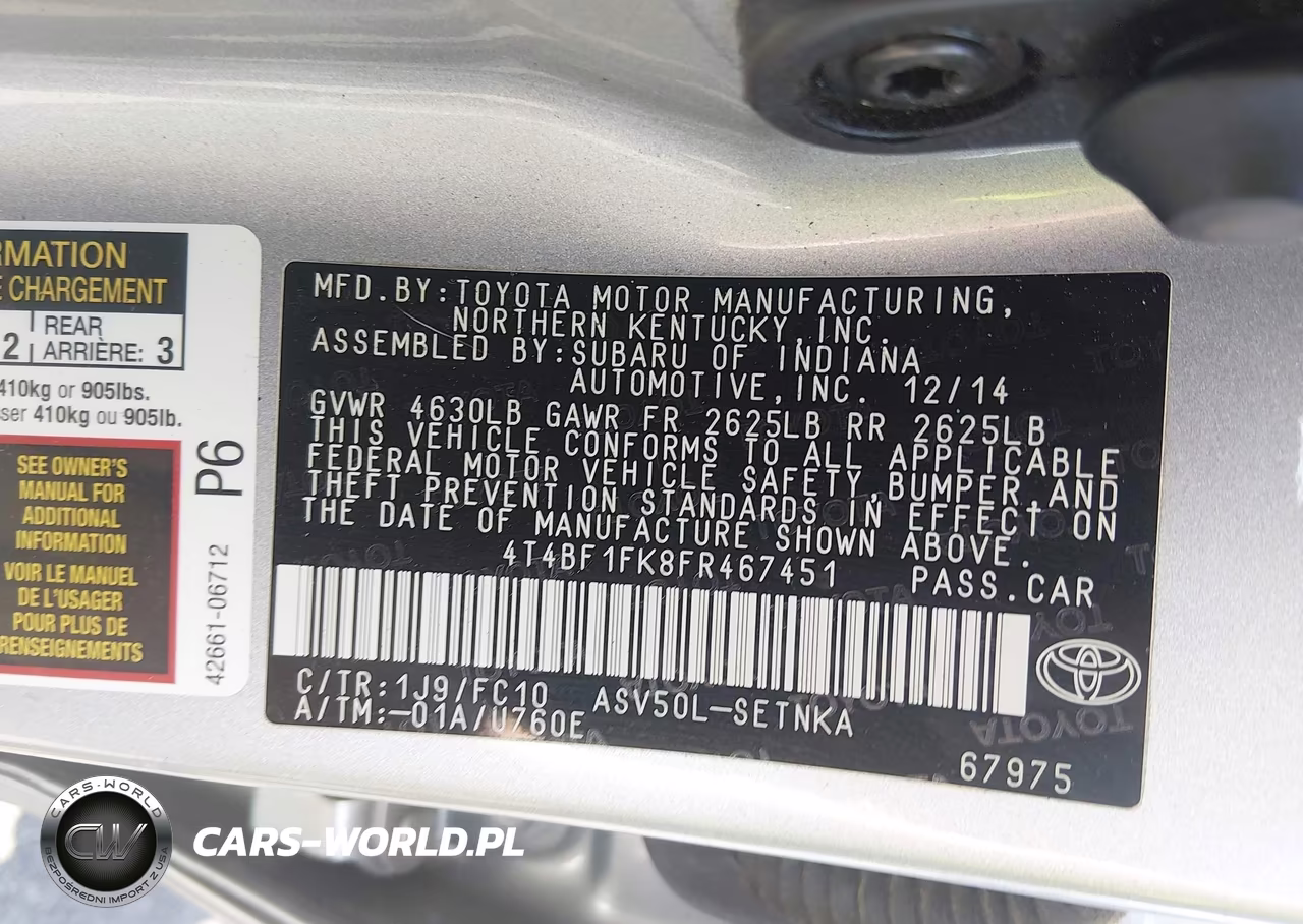 2015 Toyota Camry Le VIN:4T4BF1FK8FR467451 - 9