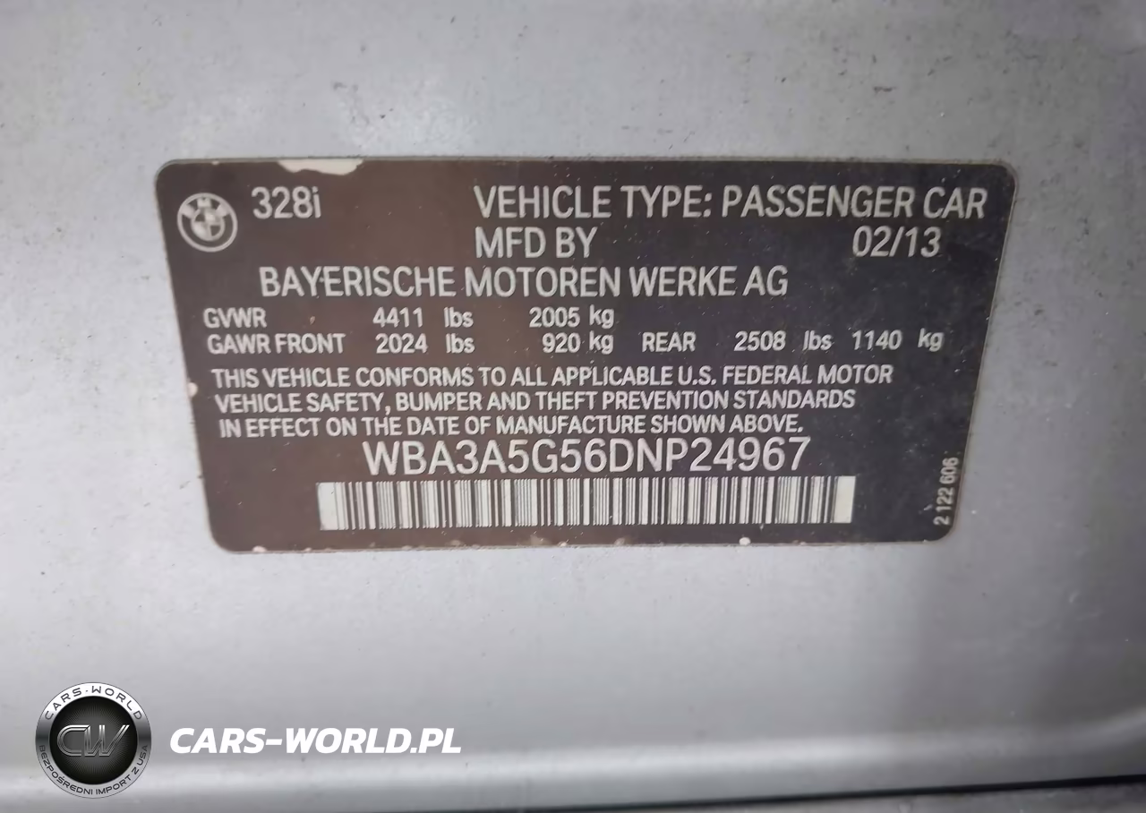 2013 BMW 328I VIN:WBA3A5G56DNP24967 - 9
