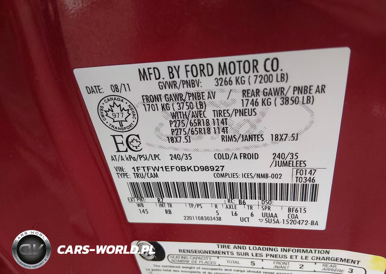 2011 Ford F-150 Fx4 VIN:1FTFW1EF0BKD98927 - 9