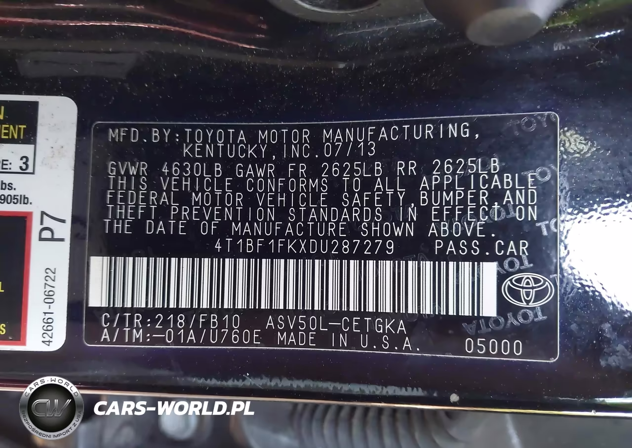 2013 Toyota Camry Xle VIN:4T1BF1FKXDU287279 - 9