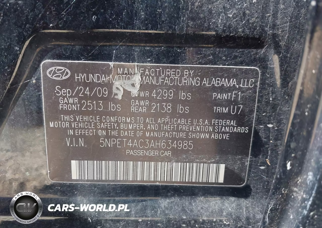 2010 Hyundai Sonata Gls VIN:5NPET4AC3AH634985 - 9