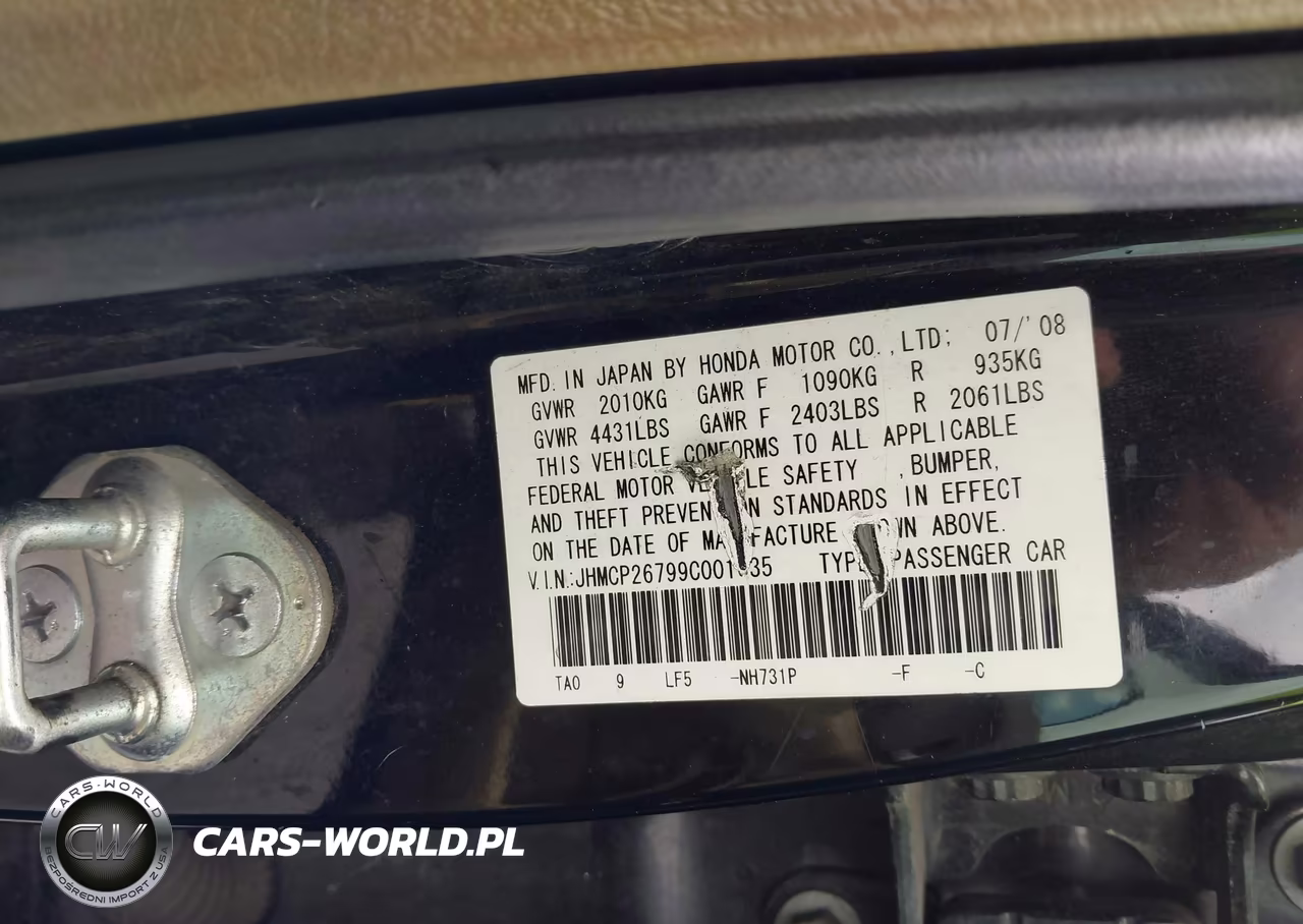 2009 Honda Accord 2.4 Ex VIN:JHMCP26799C001635 - 9