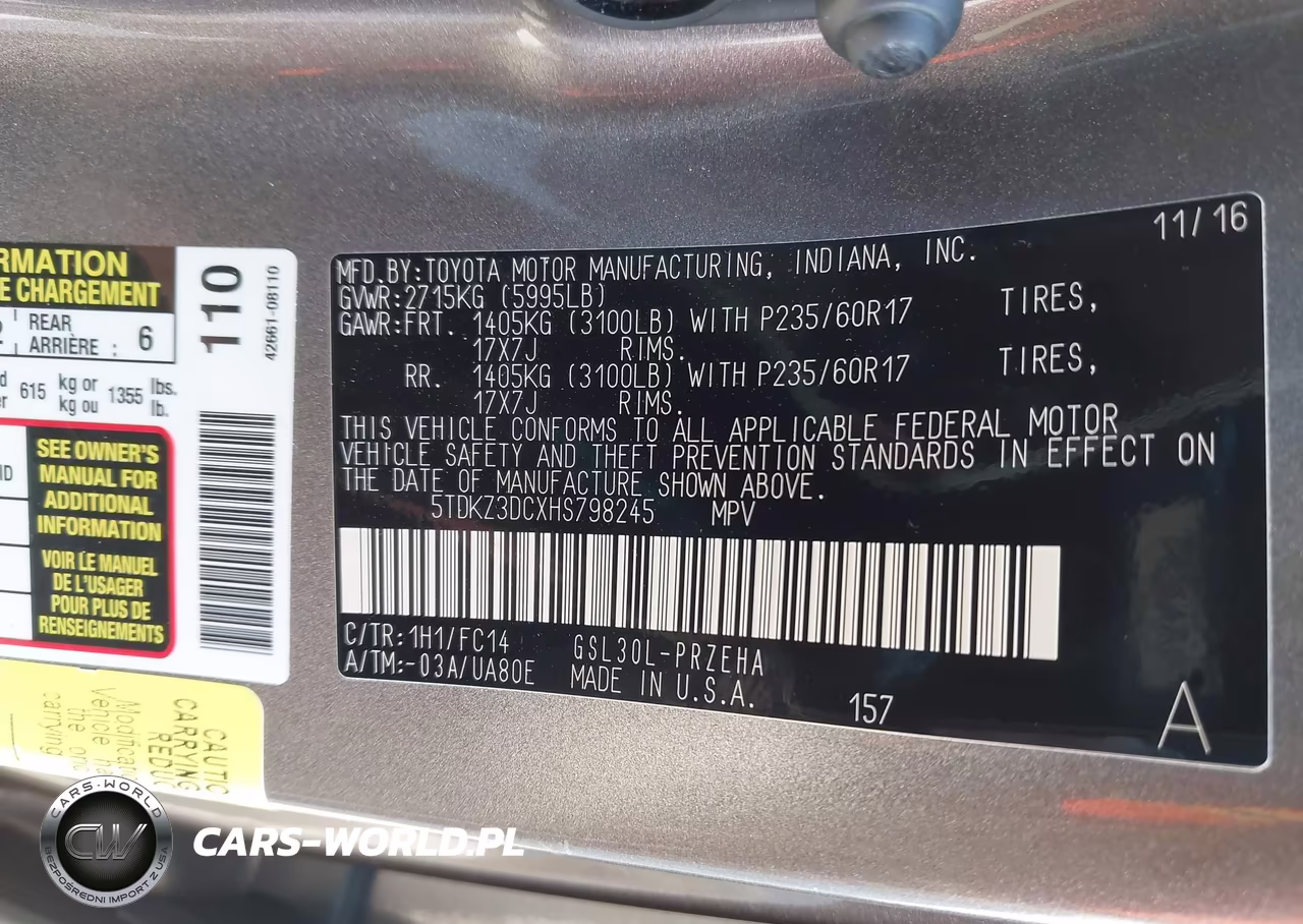 2017 Toyota Sienna Le 8 Passenger VIN:5TDKZ3DCXHS798245 - 9