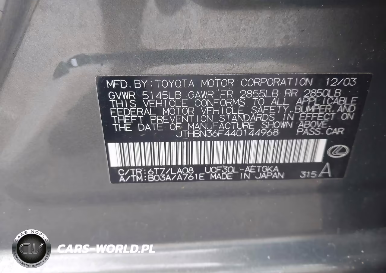 2004 Lexus Ls 430 VIN:JTHBN36F440144968 - 9